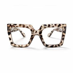 Oversized Leopard Print Square Frame Fashion Glasses